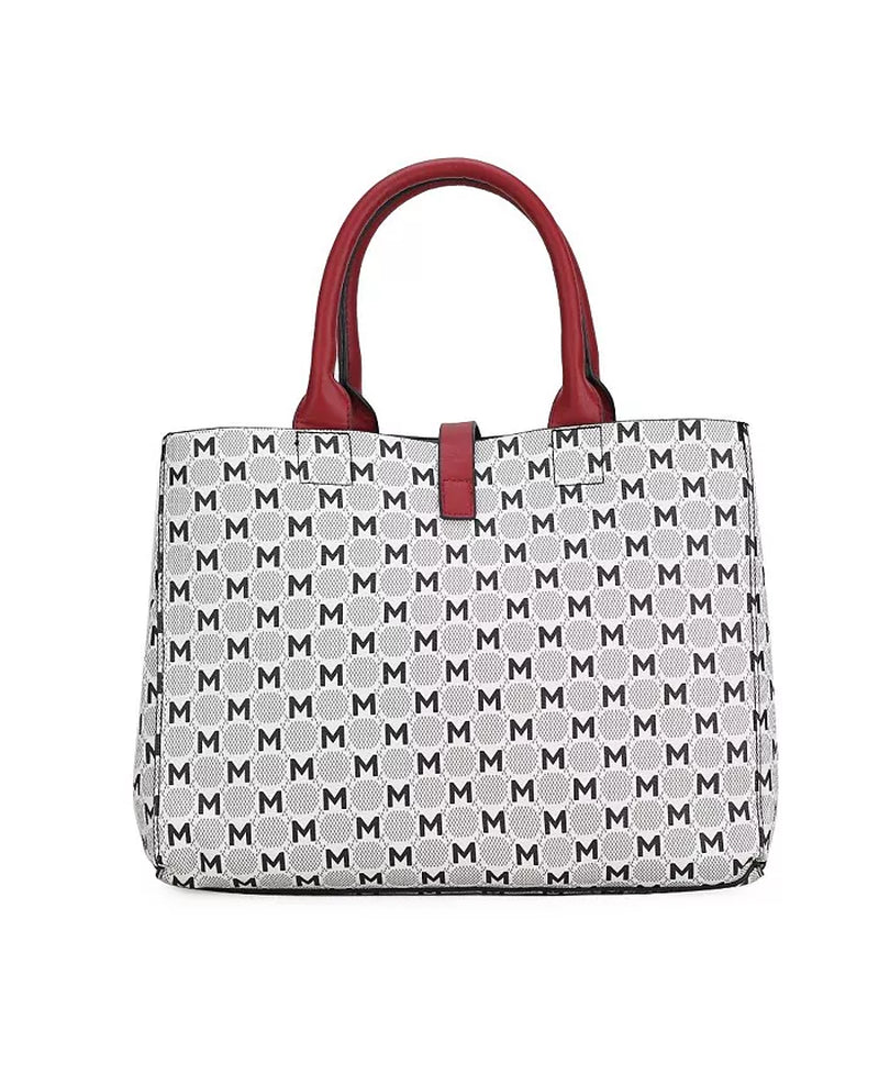 Yuliana Circular M Emblem Print Satchel Bag with Wallet by Mia K