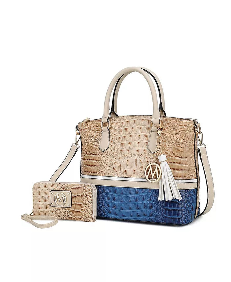 Autumn Crocodile Skin Tote Bag with Wallet by Mia K.